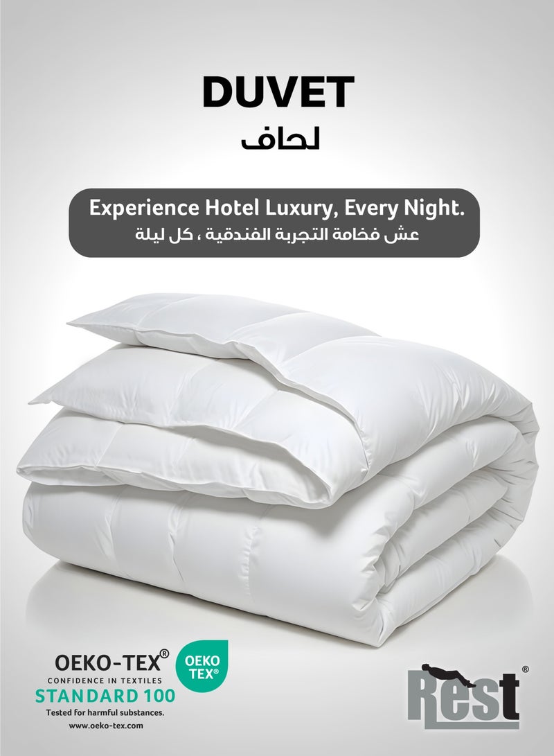 Rest لحاف مضاد للميكروبات من الألياف الدقيقة أبيض لجميع الفصول لحاف فاخر مخيط (135x220 سم) - Image 1